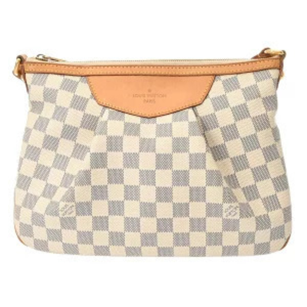 Louis Vuitton Damier Siracusa Canvas Shoulder Bag Azur White